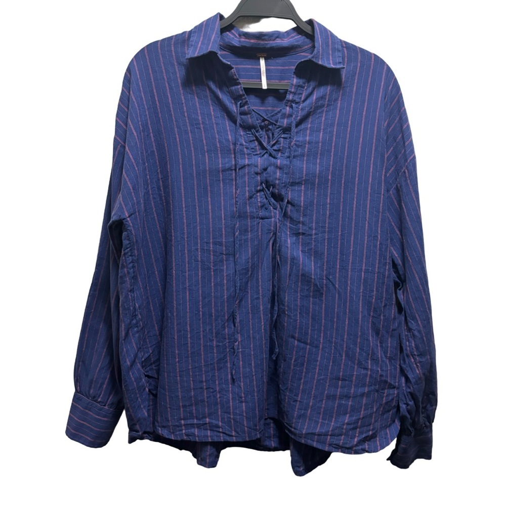 Free People Striped Oversized Tunic Shirt Size Small